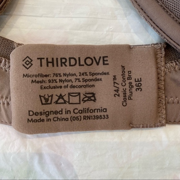 ThirdLove Classic Contour Plunge Bra‎ Brown size 36E - Picture 4 of 5